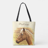Sunny Brown Gold Horse Animal Canvas tas (Achterkant)