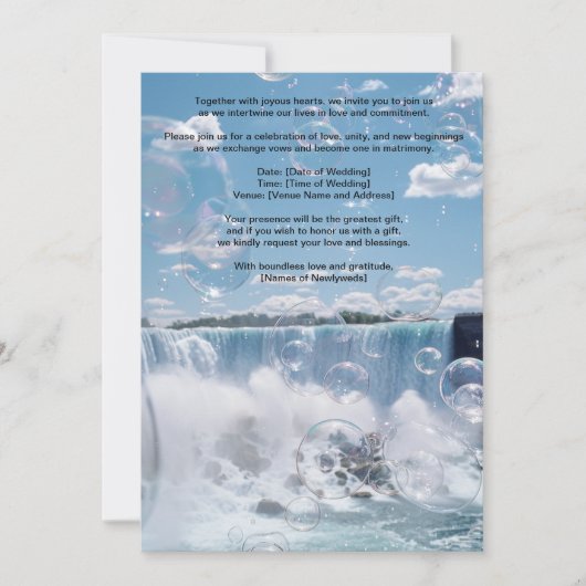 Sunny Bubbly Waterfall Wedding Invitation Kaart (Voorkant)