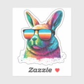 Sunny Bunny Rabbit in zonnebril Sticker (Vel)