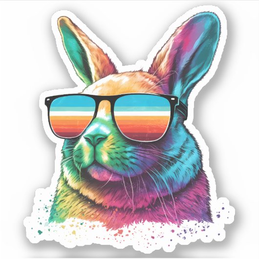 Sunny Bunny Rabbit in zonnebril Sticker (Voorkant)