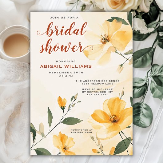 Sunny Butter Yellow Chic Floral Vrijgezellenfeest Kaart