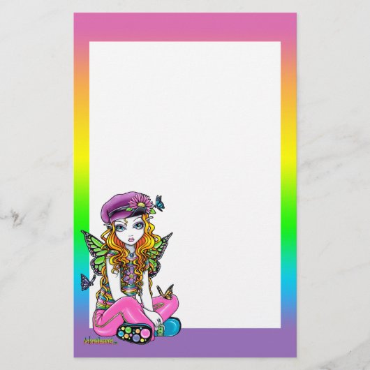 "Sunny" Butterfly Rainbow Fairy Art Stationery Briefpapier (Voorkant)