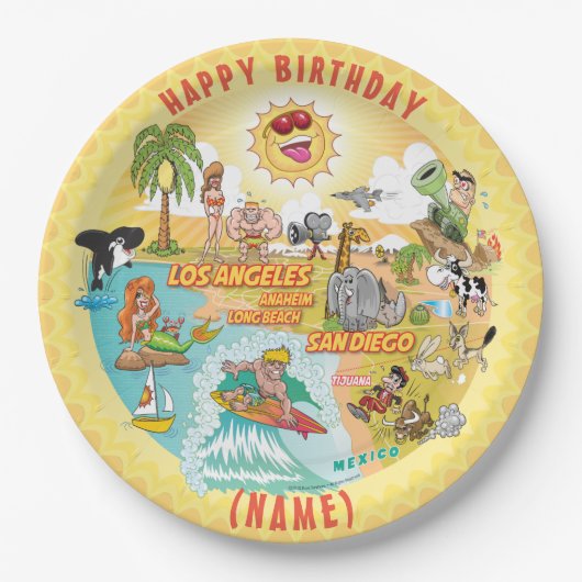 Sunny California Beach Birthday Bord (Voorkant)
