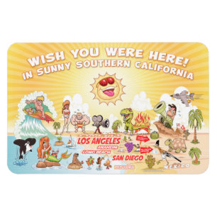 Sunny California Cartoon Magnet Magneet