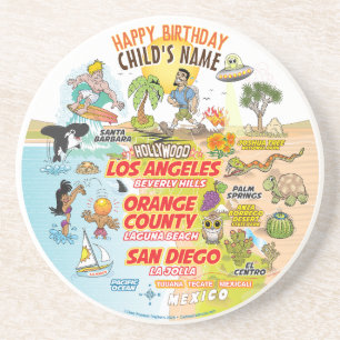 Sunny California Edible Frosting Round Zandsteen Onderzetter