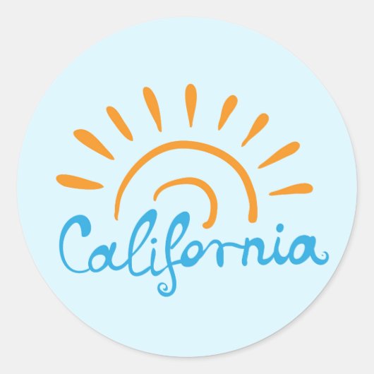 Sunny California Logo Ronde Sticker (Voorkant)