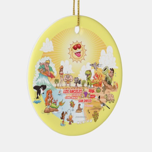 Sunny California Round Ceramic Ornament (Rechts)