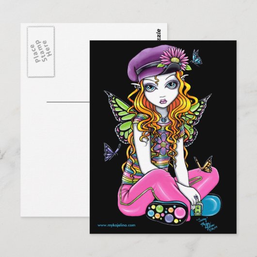"Sunny" Canded Butterfly Rainbow Fairy Briefkaart (Voorkant / Achterkant)