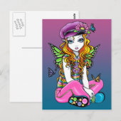 "Sunny" Canded Butterfly Rainbow Fairy Briefkaart (Voorkant / Achterkant)