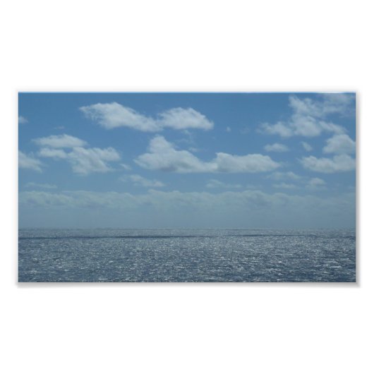 Sunny Caribbean Zee Blue Ocean Foto Afdruk (Voorkant)