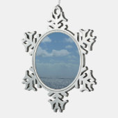 Sunny Caribbean Zee Blue Ocean Tin Sneeuwvlok Ornament (Rechts)