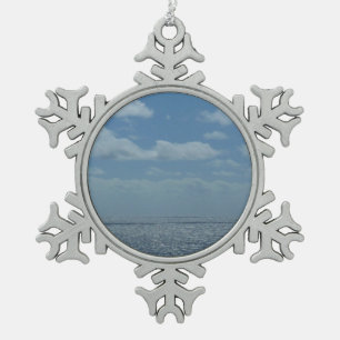 Sunny Caribbean Zee Blue Ocean Tin Sneeuwvlok Ornament