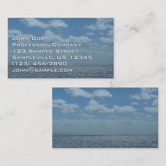 Sunny Caribbean Zee Blue Ocean Visitekaartje (Voorkant / Achterkant)