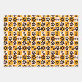 Sunny Cat Paw Print Checkerboard Inpakpapier Vel (Voorkant 3)