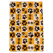 Sunny Cat Paw Print Checkerboard Medium Cadeauzakje (Achterkant)