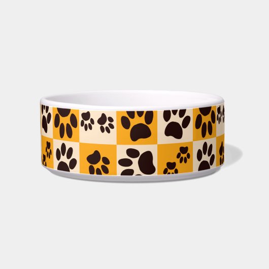 Sunny Cat Paw Print Checkerboard Voerbakje (Rechts)