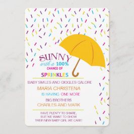 Sunny Chance of Sprinkles Baby shower Invitation Kaart