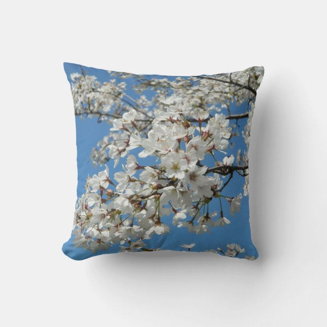 Sunny Cherry Blossom Spring Pillow Kussen (Voorkant)