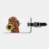 Sunny Chocolate Labradoodle Off-Leash Art™ Bagagelabel (Voorkant horizontaal)