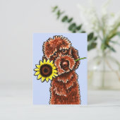 Sunny Chocolate Labradoodle Off-Leash Art™ Briefkaart (Staand voorkant)