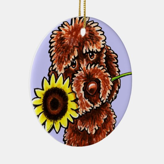 Sunny Chocolate Labradoodle Off-Leash Art™ Keramisch Ornament (Rechts)