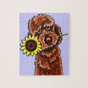 Sunny Chocolate Labradoodle Off-Leash Art™ Legpuzzel