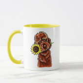Sunny Chocolate Labradoodle Off-Leash Art™ Mok (Links)