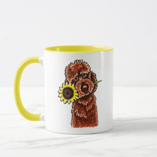 Sunny Chocolate Labradoodle Off-Leash Art™ Mok (Links)