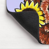 Sunny Chocolate Labradoodle Off-Leash Art™ Muismat (Hoek)