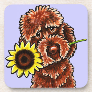 Sunny Chocolate Labradoodle Off-Leash Art™ Onderzetter