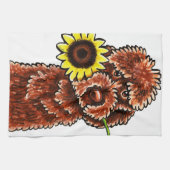 Sunny Chocolate Labradoodle Off-Leash Art™ Theedoek (Horizontaal)