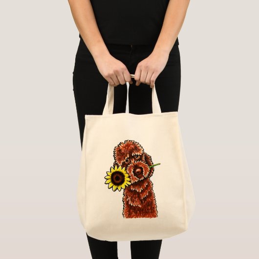 Sunny Chocolate Labradoodle Off-Leash Art™ Tote Bag (Voorkant (product))
