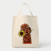 Sunny Chocolate Labradoodle Off-Leash Art™ Tote Bag (Voorkant)