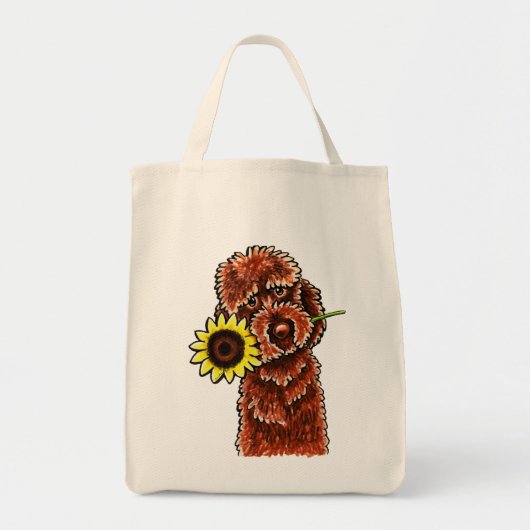 Sunny Chocolate Labradoodle Off-Leash Art™ Tote Bag (Voorkant)
