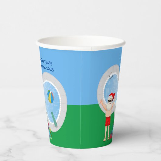 Sunny Christmas Santa Claus Custom Pool Party Papieren Bekers (Rechts)