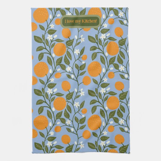 Sunny Citrus Sinaasappels Grove Pattern Keukenhand Theedoek (Verticaal)