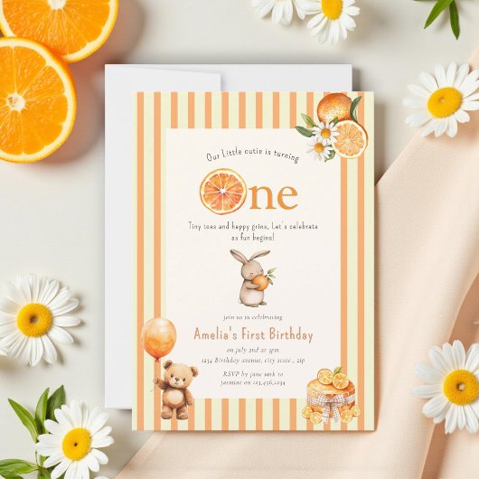 Sunny Citrus Slice Birthday Party Invite Kaart