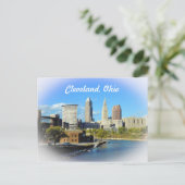 Sunny Cleveland River Skyline Briefkaart (Staand voorkant)