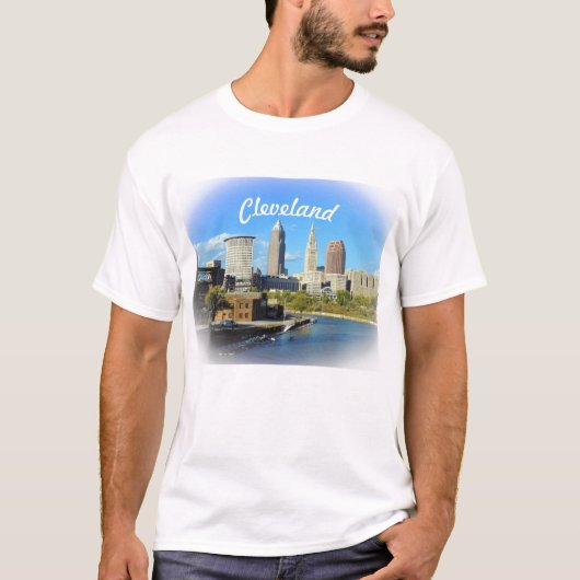 Sunny Cleveland River Skyline T-shirt (Voorkant)