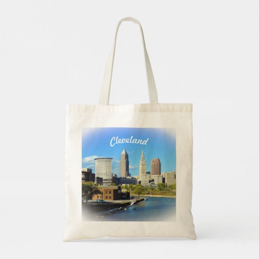 Sunny Cleveland River Skyline Tote Bag (Achterkant)