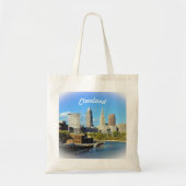 Sunny Cleveland River Skyline Tote Bag (Voorkant)