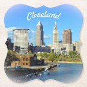 Sunny Cleveland River Uitzicht Kartonnen Onderzetters (Voorkant)