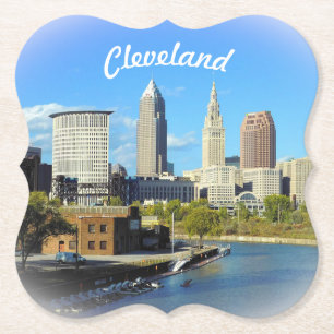 Sunny Cleveland River Uitzicht Kartonnen Onderzetters