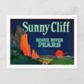 Sunny Cliff Pear Crate LabelMedford, OF Briefkaart (Voorkant)