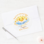 Sunny Clouds Baby Shower Cupcake Toppers Ronde Sticker (Envelop)