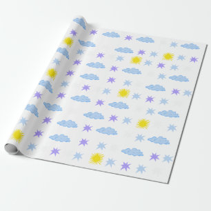 Sunny, Cloudy, Starry Weather Pattern Cadeaupapier