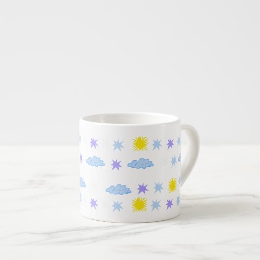 Sunny, Cloudy, Starry Weather Pattern Espresso Kop (Voorkant rechts)