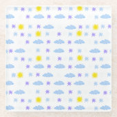 Sunny, Cloudy, Starry Weather Pattern Glazen Onderzetter (Voorkant)