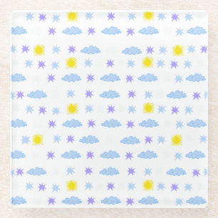 Sunny, Cloudy, Starry Weather Pattern Glazen Onderzetter
