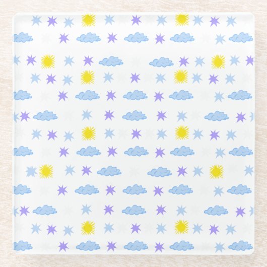 Sunny, Cloudy, Starry Weather Pattern Glazen Onderzetter (Voorkant)
